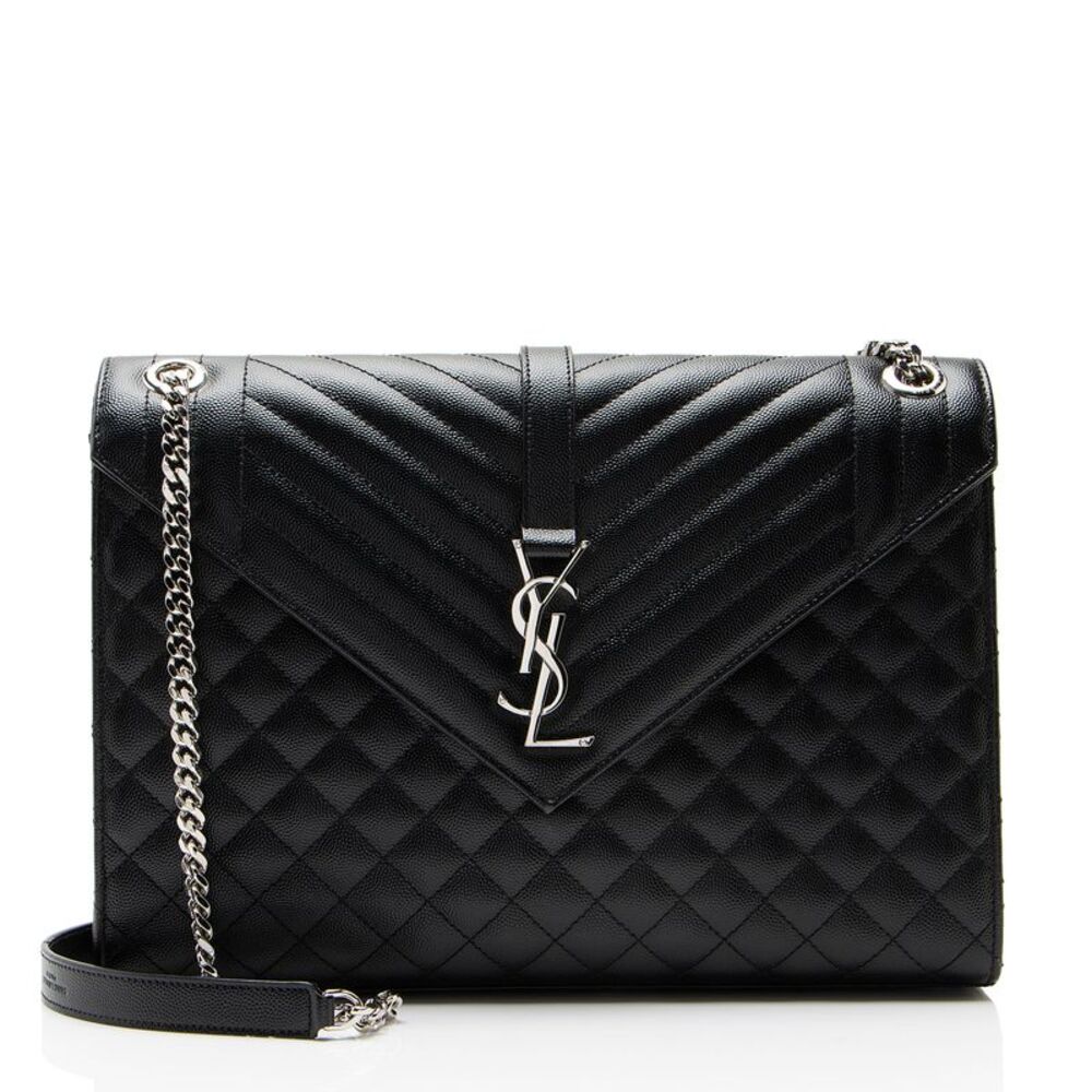 Saint Laurent Mixed Matelasse Grain de Poudre Monogram Large Shoulder Bag